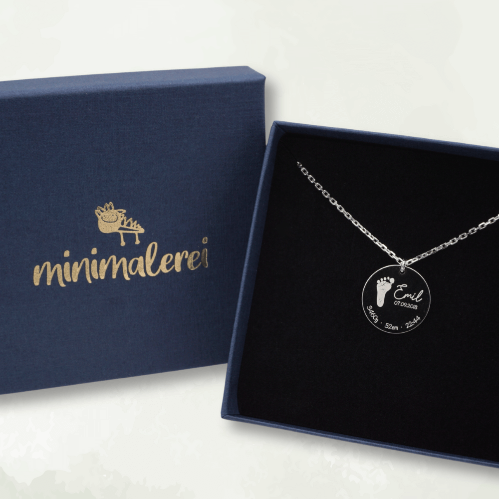 Fußabdruck Geburtskette in 925 Silber – weitere Ansicht