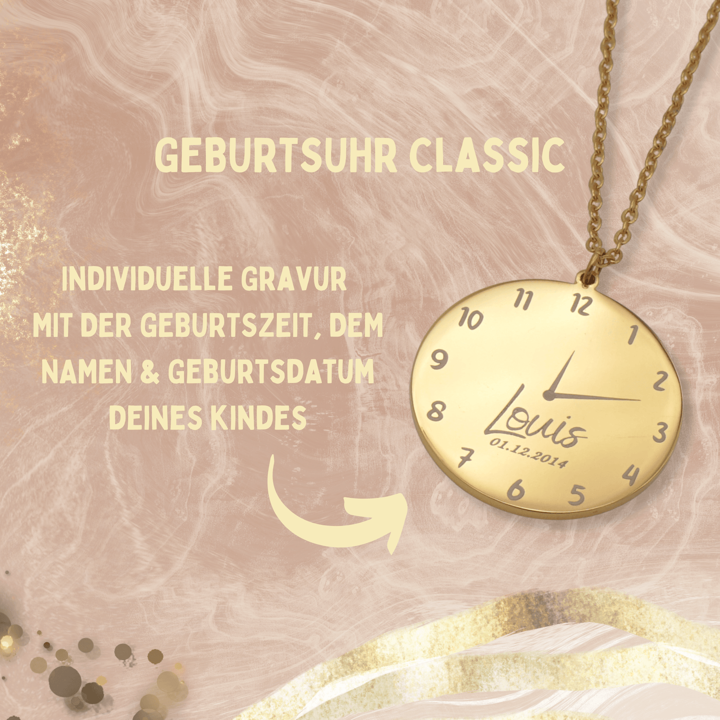 Geburtsuhr Halskette Classic
