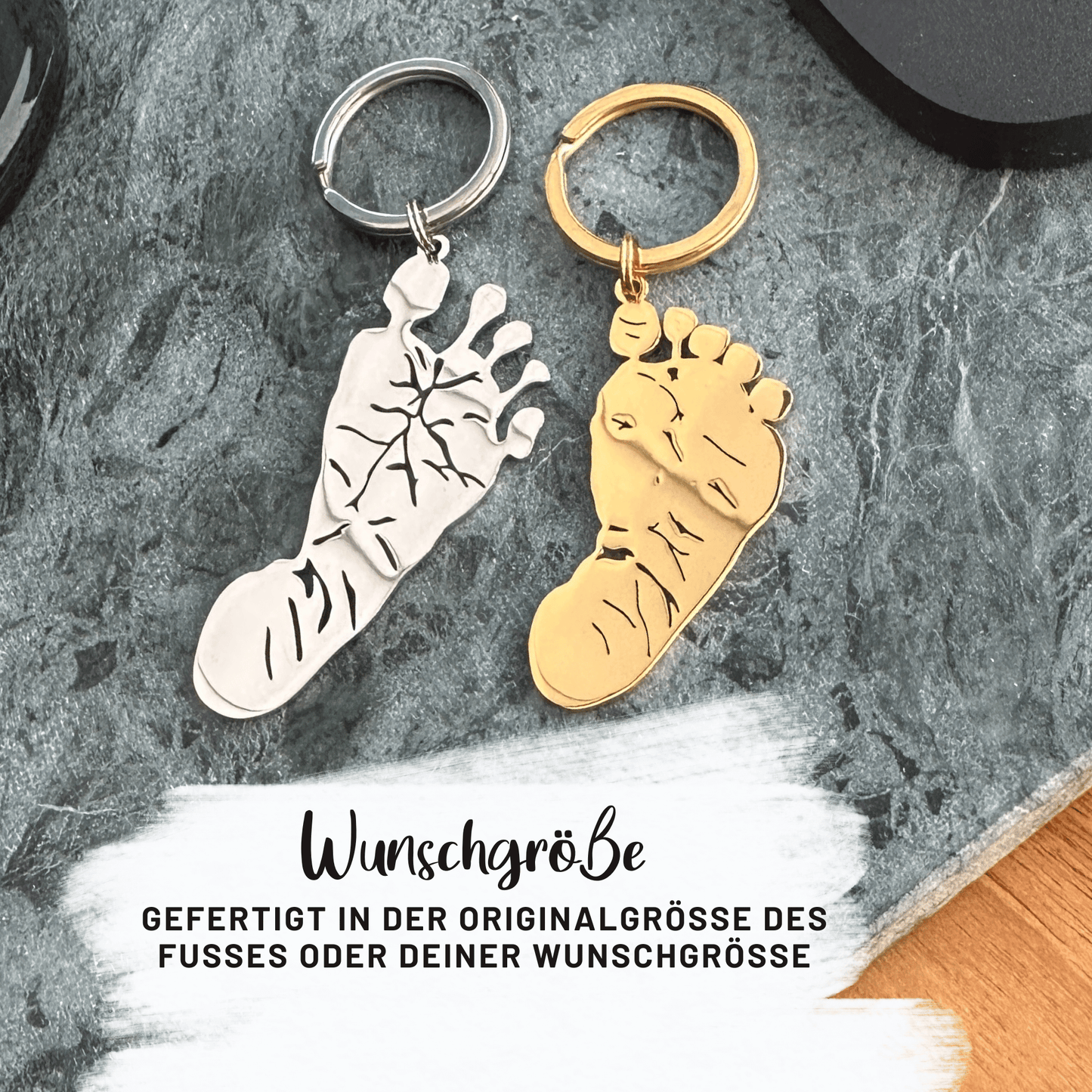 Fußabdruck-Schlüsselanhänger in Originalgröße