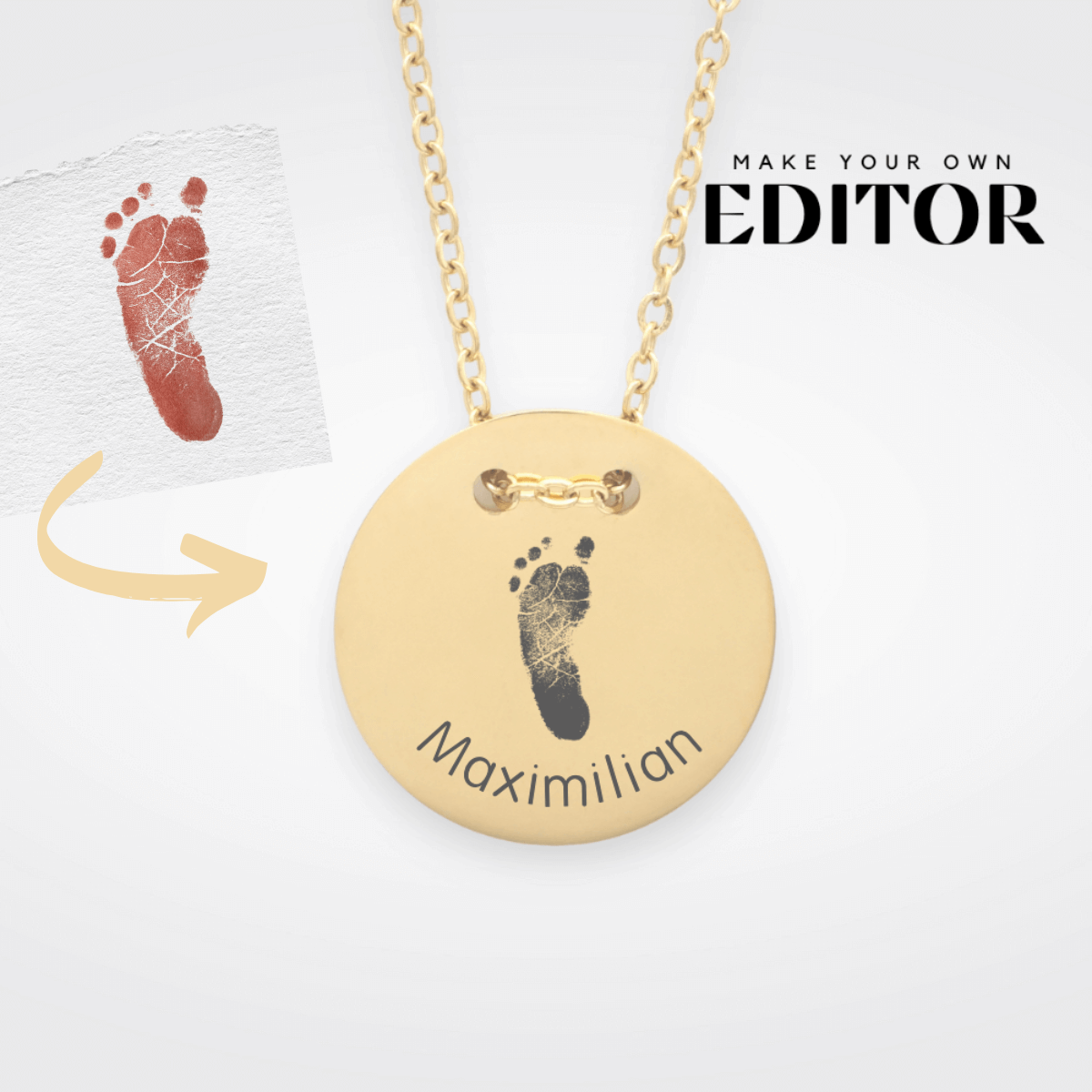 Rundes Medaillon mit Hand-/Fußabdruck